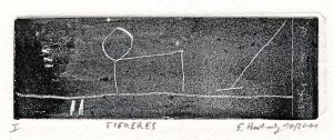 FIGUERES, 10/2011, überwalzte Strichätzung, 3,8 x 11,4 cm