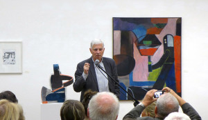 Wolfgang Leber dankt, Ausstellungseröffnung am 27. September 2016, Foto: Galerie Parterre, Berlin