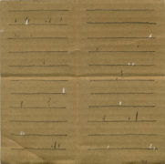 o.T. - Wz039, 02/2018, Graphit, Weiß-Kreide auf mittelbraune einwellige Wellpappe, 18,8 x 18,8 cm