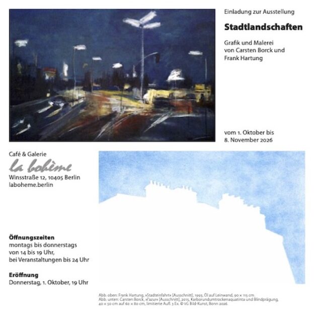 Carsten Borck und Frank Hartung im La Bohème, Ausstellungsplakat