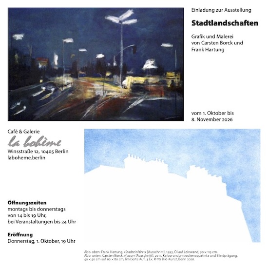 Carsten Borck und Frank Hartung im La Bohème, Ausstellungsplakat